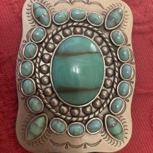 Western Turquoise Black Leather Belt